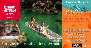 la chasse aux trésors en canoé transparent à l'honneur parmi les 5 activités à faire en plein air en Aveyron Femme Actuelle le mag