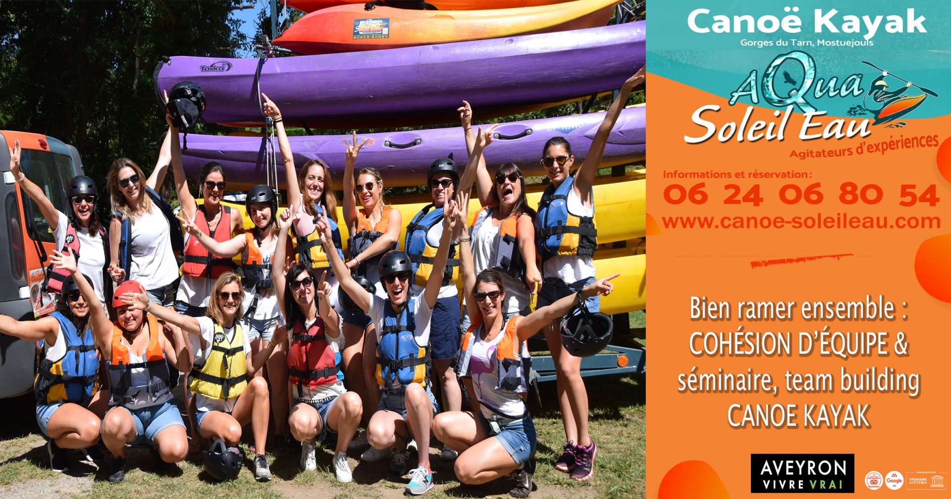 séminaire team building canoe kayak avec Aqua Soleil Eau canoe